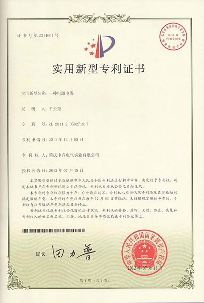 Patent Certificate