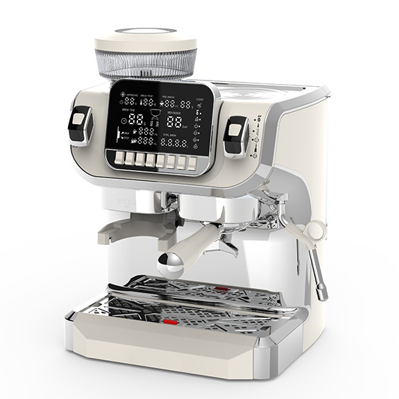 Espresso coffee maker with bean grinder