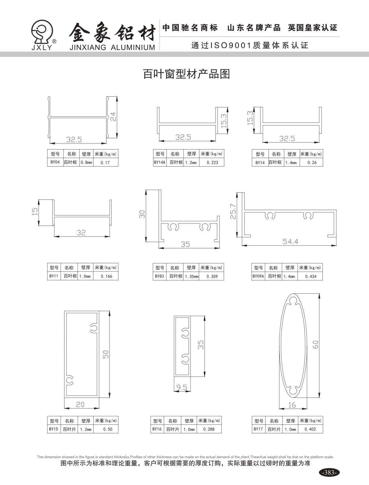 JX 百叶窗型材产品图