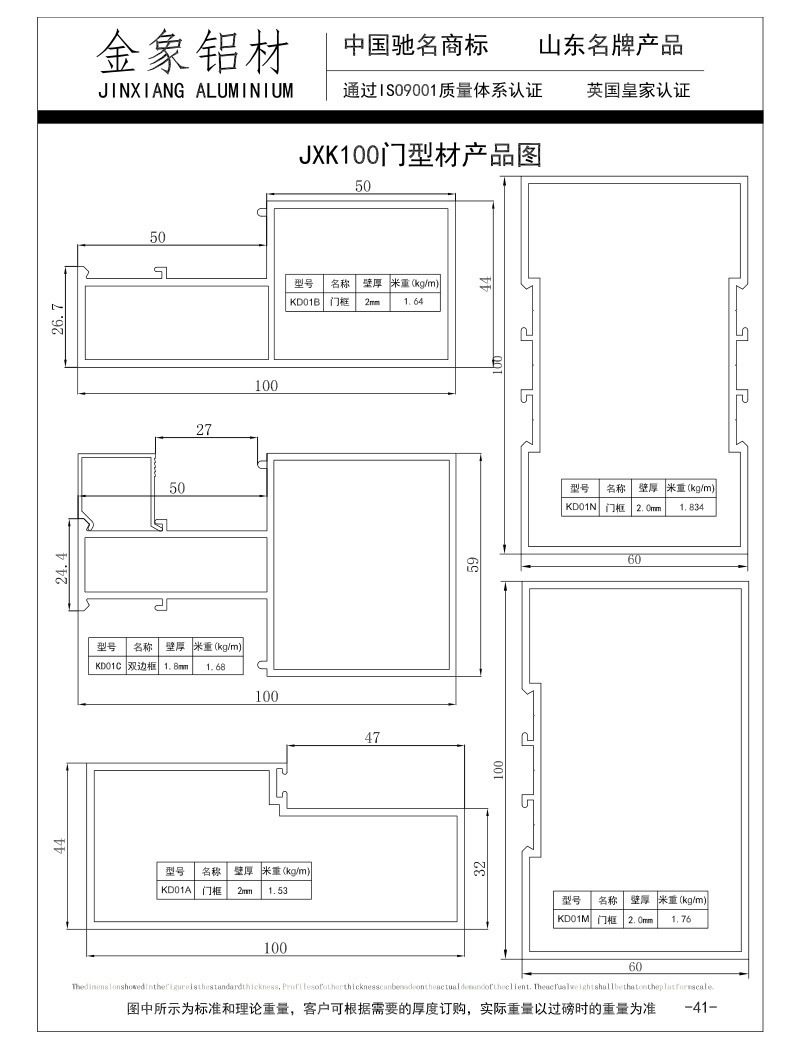JX K100门型材产品图