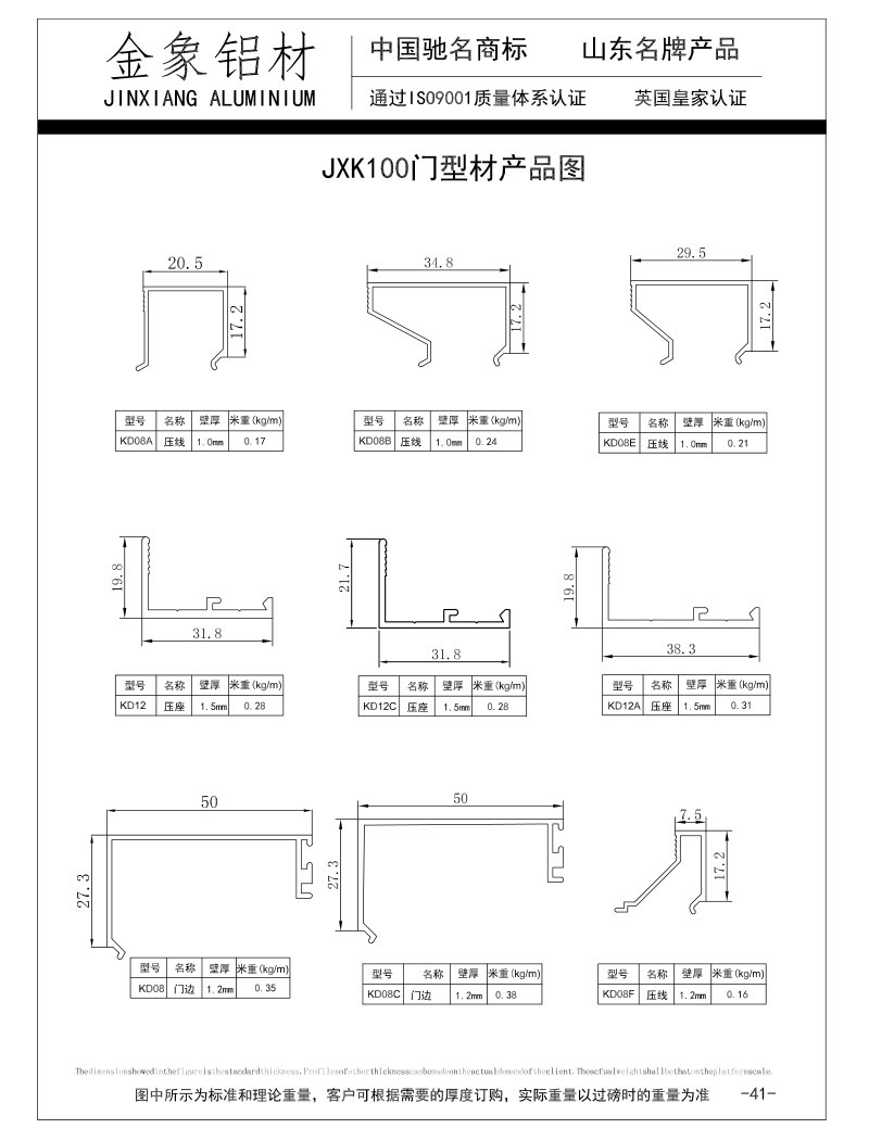 JX K100门型材产品图