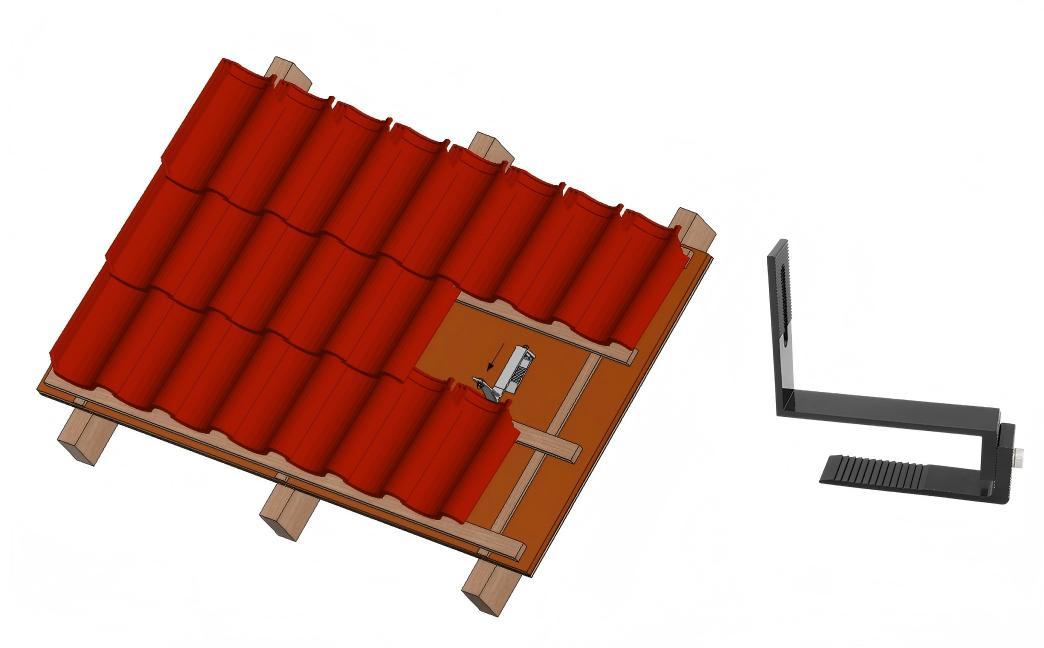 Slimline Solar Panel Tile Roof Mount Hook Aluminum Black Slimline Tile Roof Hook