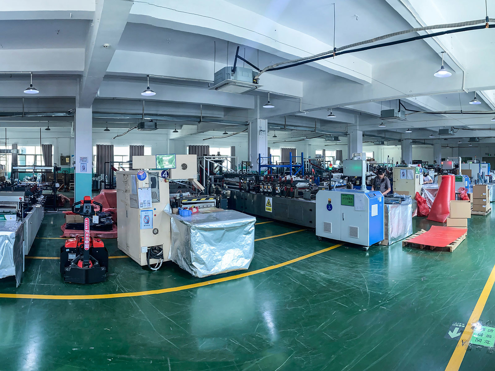 Panoramic view of bag making workshop