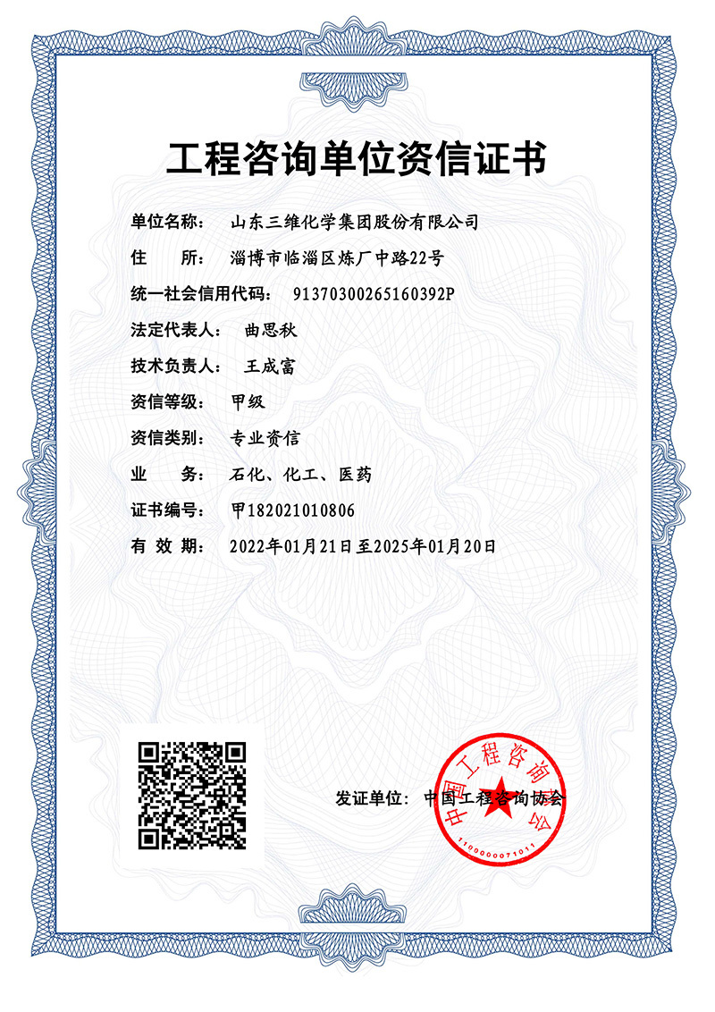 Grade A credit certificate of engineering consulting unit