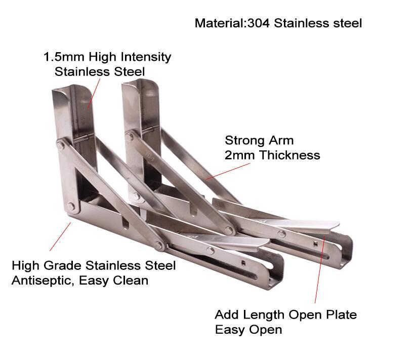 JH-Mech Heavy Duty Stainless Steel Folding Shelf Brackets 1