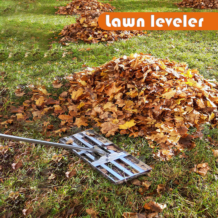 JH-Mech Lawn Leveling Rake with Anti-Rust Coating and Adjustable Handle Effort Saving Stainless Steel Level Lawn Rake