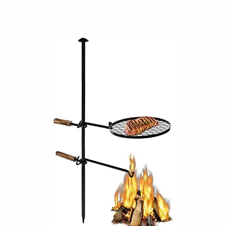 JH-Mech Swivel Campfire Grill Outdoor Heavy Duty Charcoal BBQ Portable Rotatary Adjustable