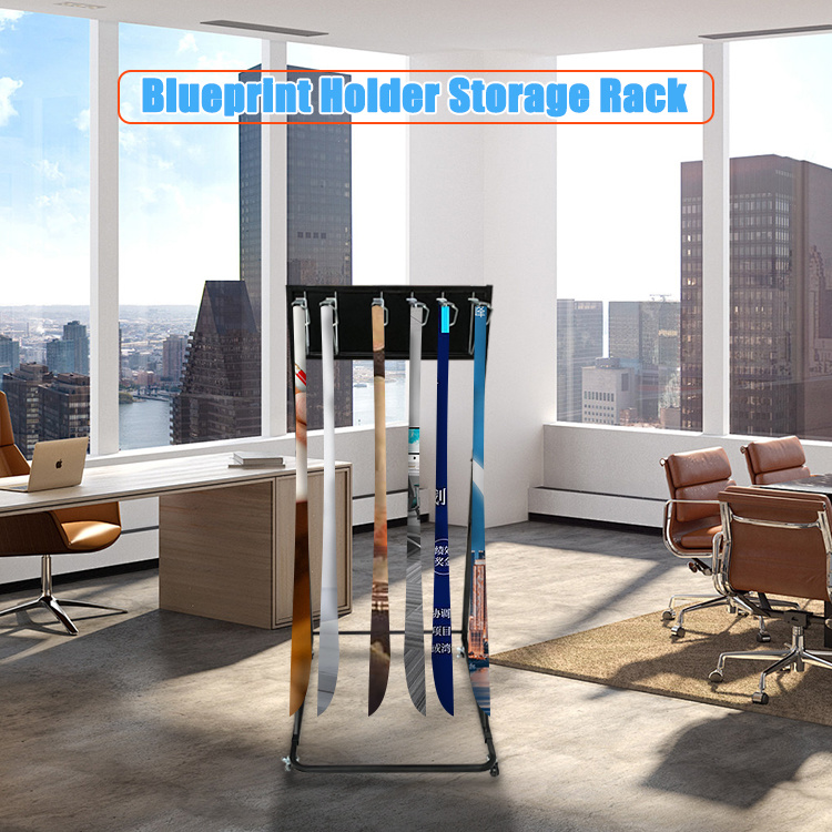 JH-Mech Poster Display Rack Applies to Various Settings Available in Various Colors Mobile Vertical Metal Blueprint Rack