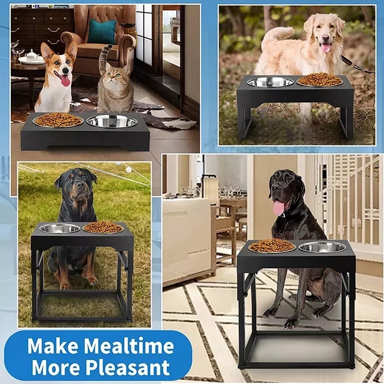 Elevated Dog Bowls for Large Dog,Raised Dog Bowls, Adjustable to 8  Heights(2.75 up to 20''),for Large,X/XL Large,Medium, Sized Dogs with 2  Stainless