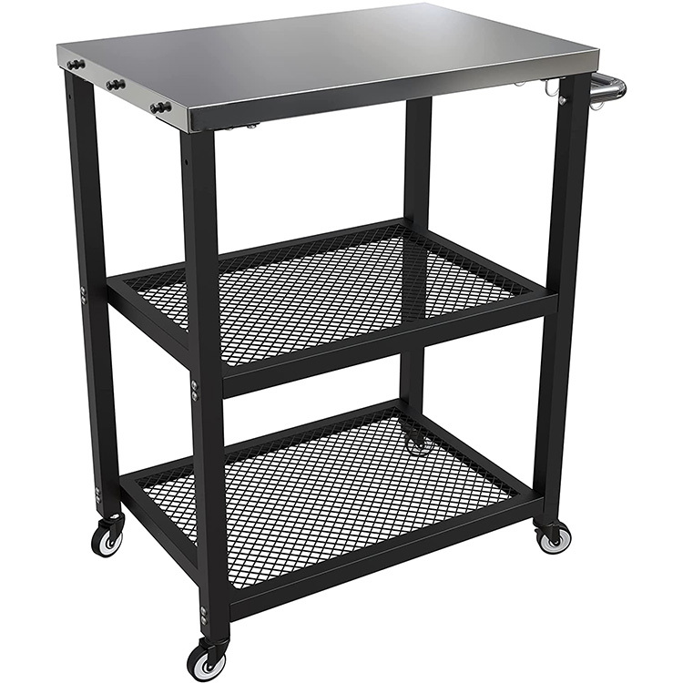 JH-Mech Outdoor Kitchen And Patio Trolley Stand 2 layers Stainless Steel Dining Cart