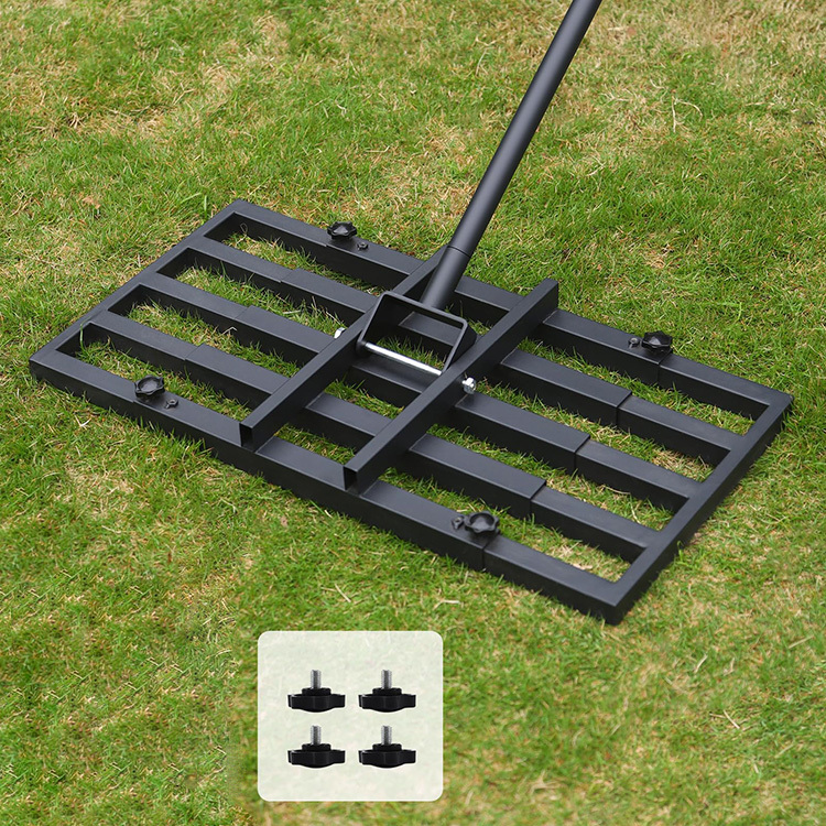 JH-Mech Professional Adjustable Rake Yard Garden Golf Farm Pasture Stainless Steel Lawn Squeegee