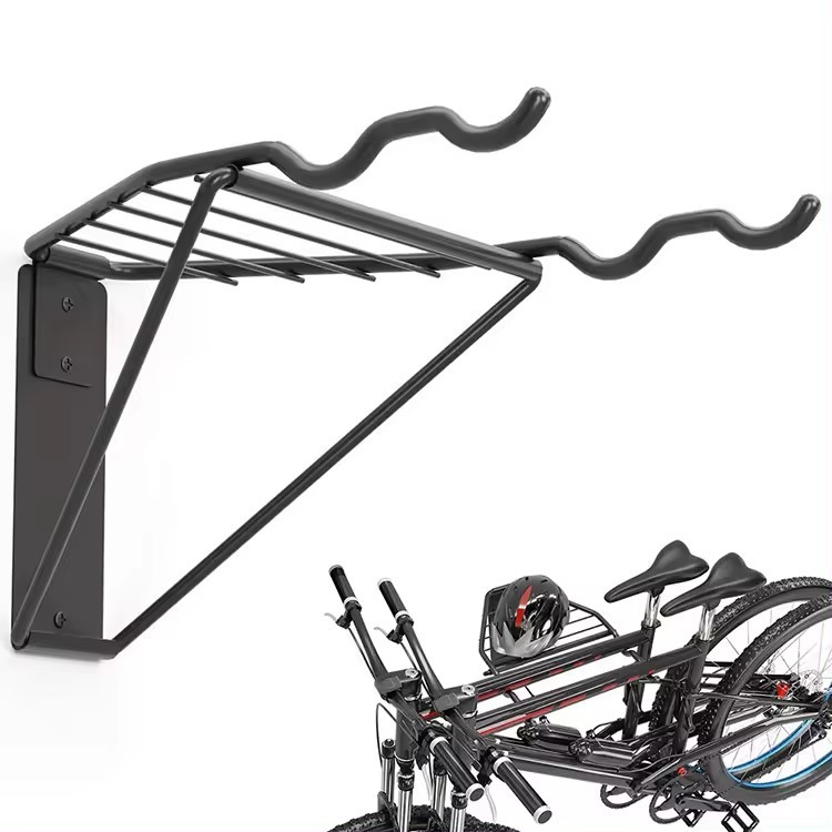 JH-Mech Metal Wall Mount Bike Racks Bicycle Hanger Custom Wall Mounted Foldable Triangle Load-bearing Design