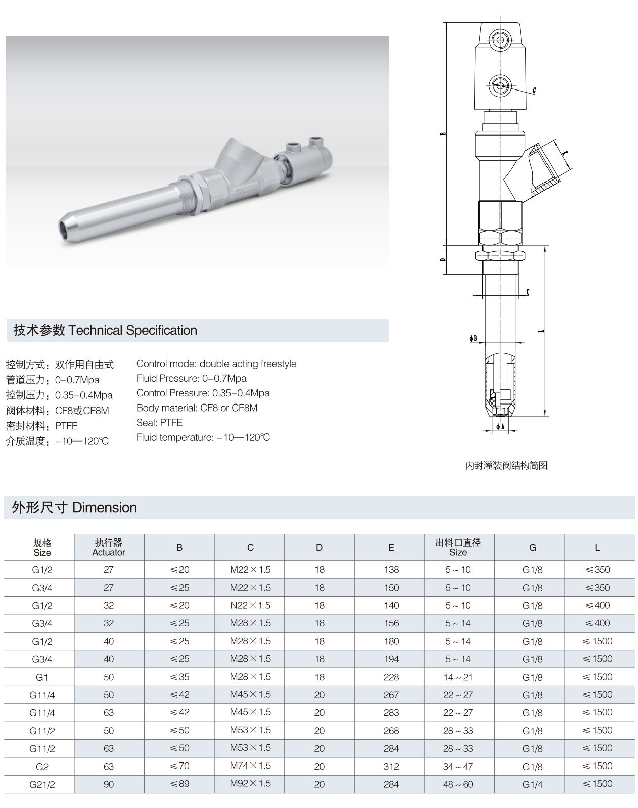 Long length Filling Valve