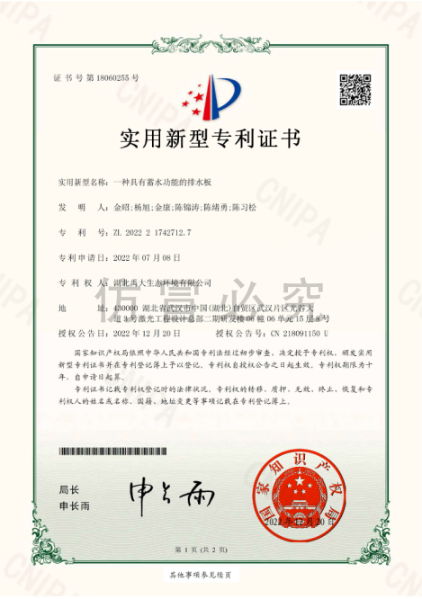 一種具有蓄水功能的排水板