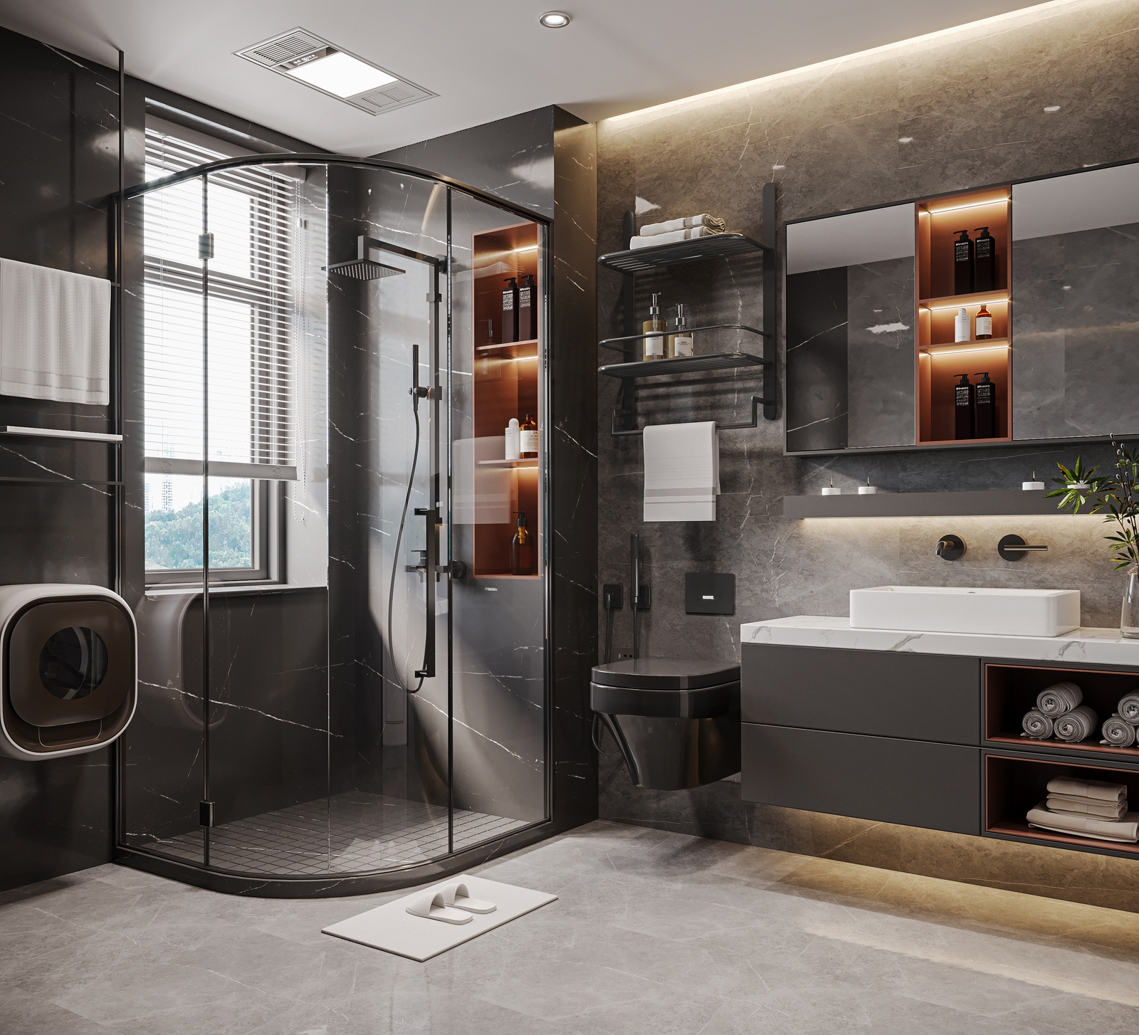 Modern decor style project in Moscow, Russia: 1800 sqm space