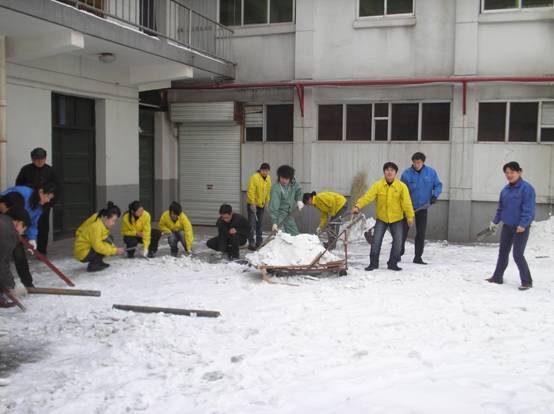 共青團(tuán)員掃雪破冰，共建康華美麗環(huán)境！