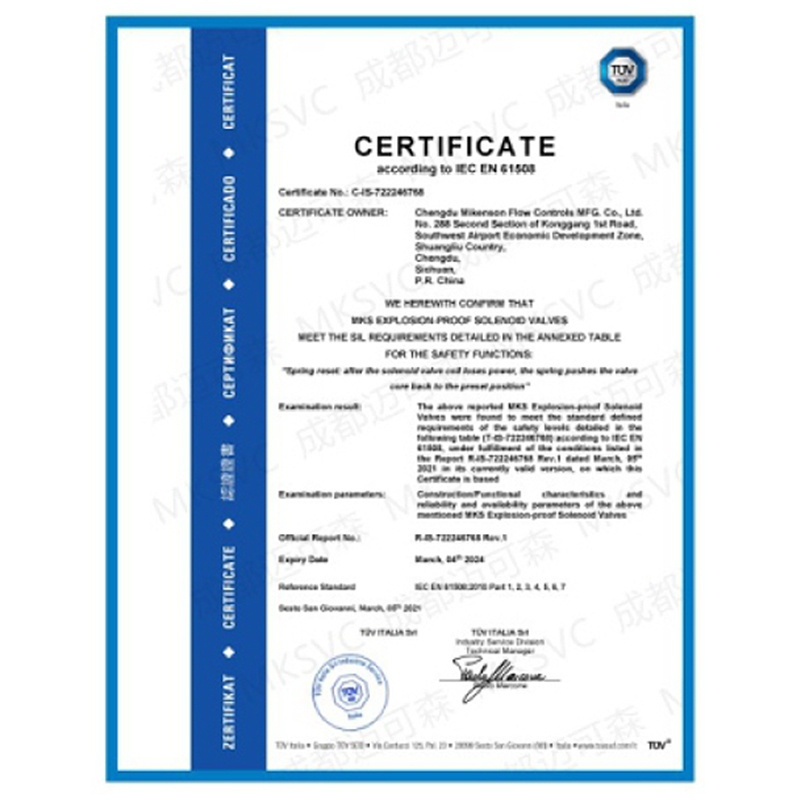 SIL3安全等级认证证书