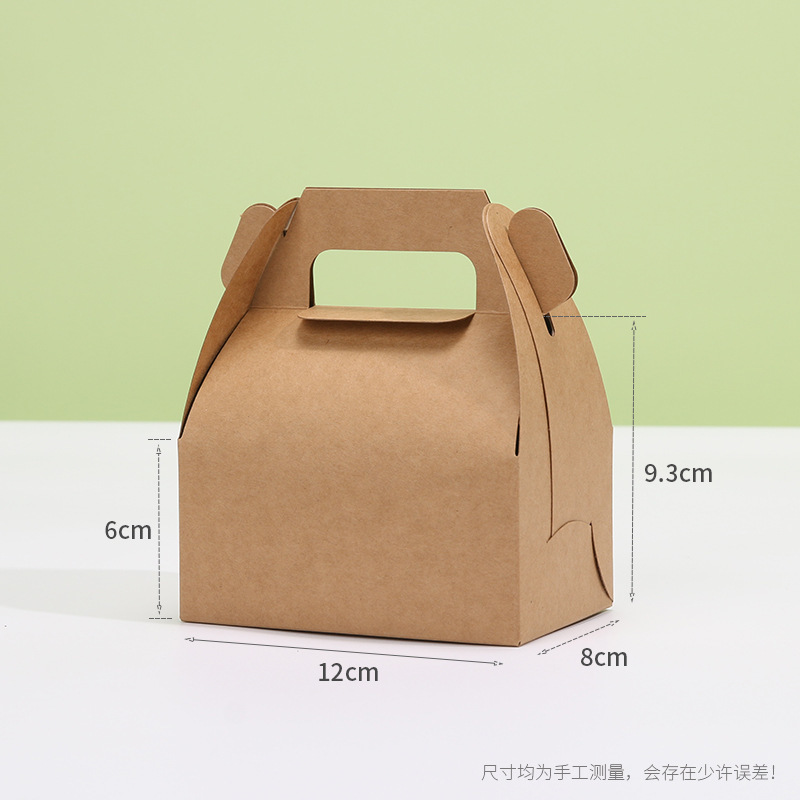 Portable pastry box kraft paper baking cut mousse dessert packaging box afternoon tea packaging box snow