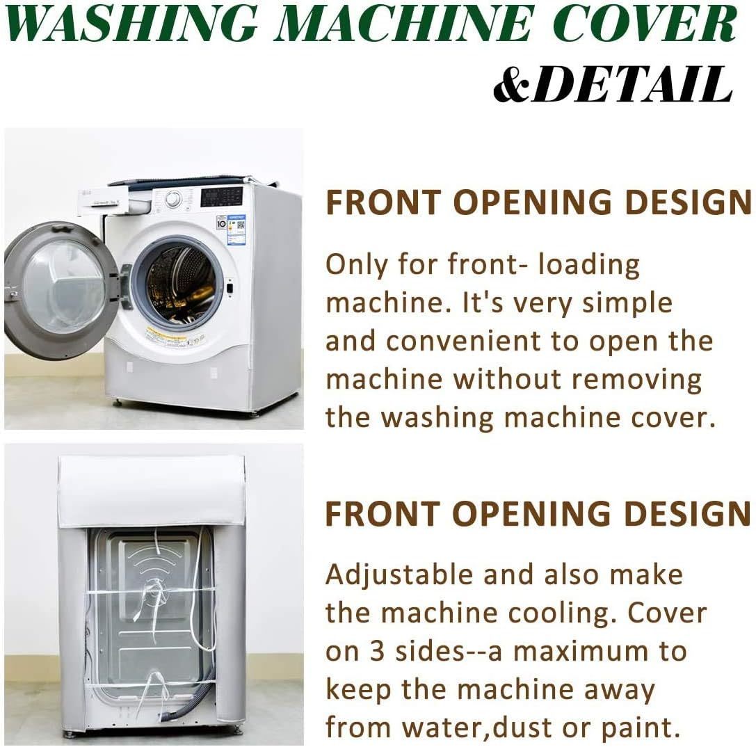 Washer/Dryer Cover,Washer and Dryer Covers，Washine Machine Cover for Waterproof and Dustproof Thickening Front-Loading Machine W27 D33 H39 in (silver)