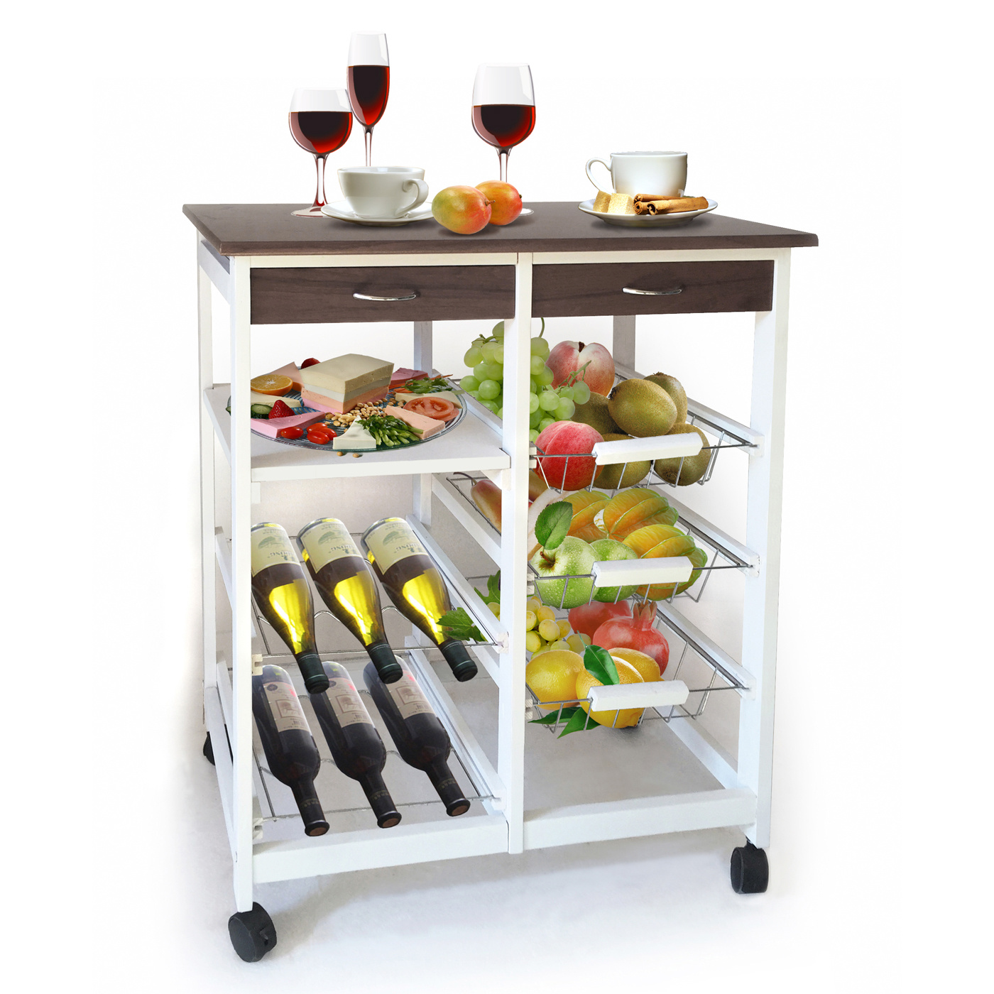 Wooden Rolling Cart