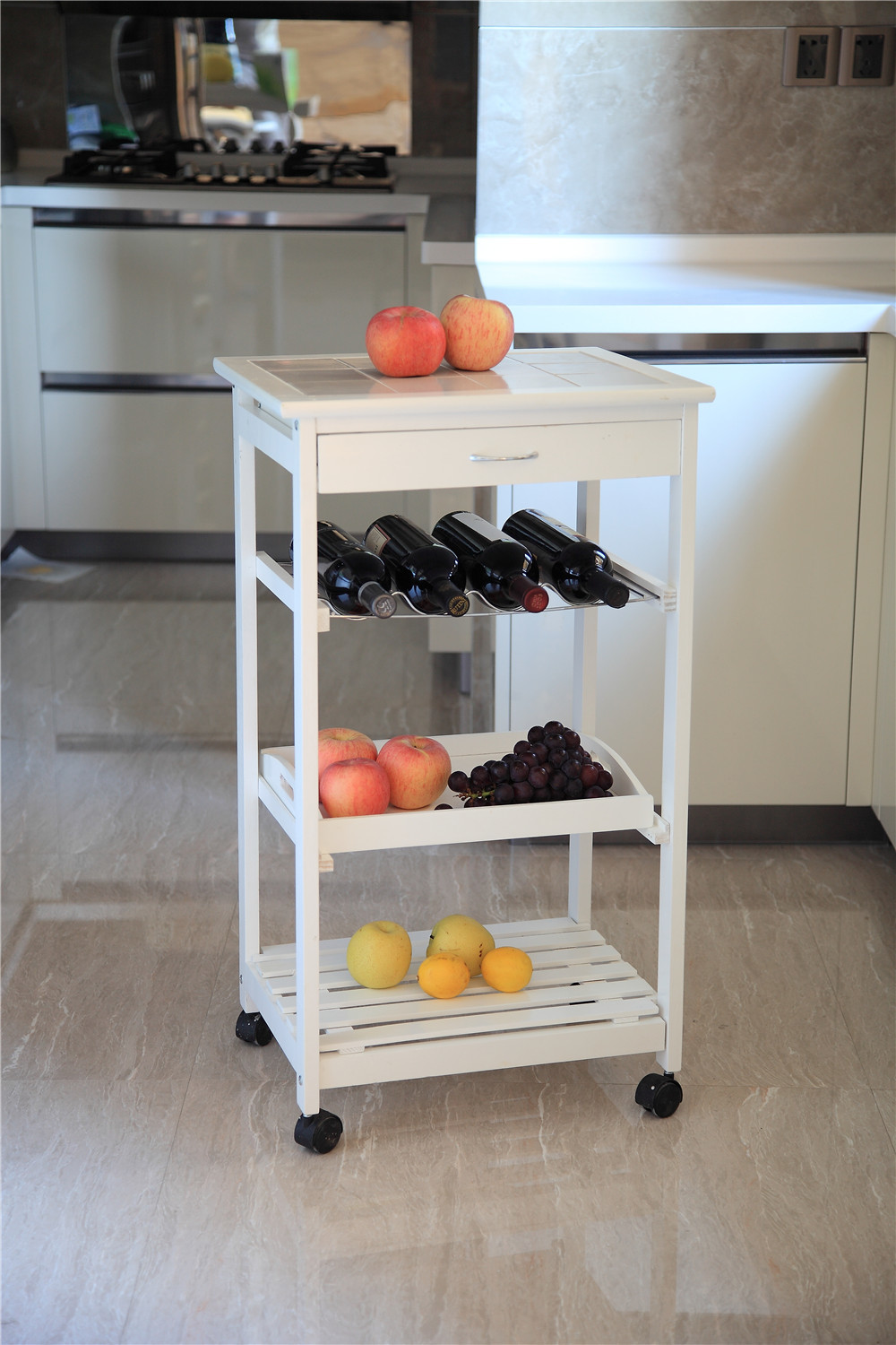 Kitchen Cart with Tile Top