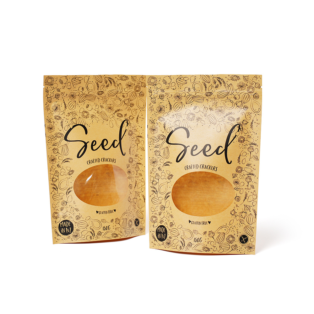 Stand Up Kraft Paper Pouch Manufacturer For Crackers
