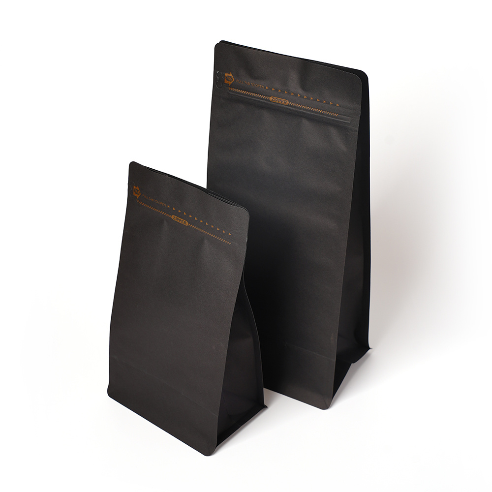 Black Flat Bottom Coffee Paper Bags