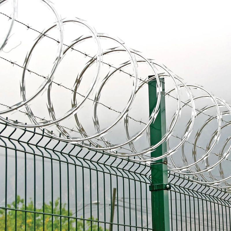 Hot dipped galvanized razor barbed wire BTO22 10-99 rolls Concertina wire