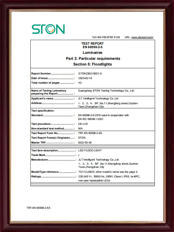 Floodlight Test Report