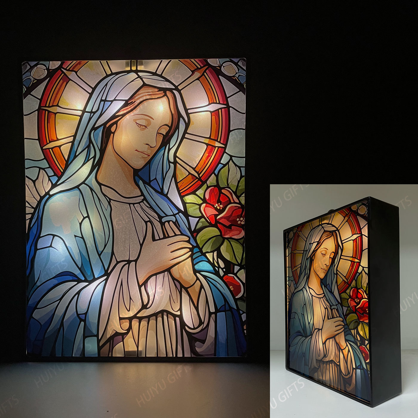 Handpainted Virgin Mary Glass LED Decoration