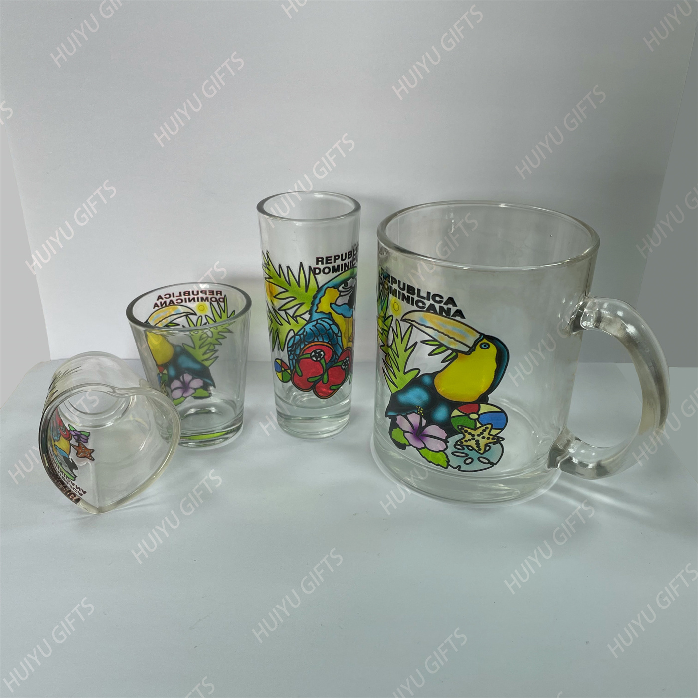 Handpainted Toucans Glass