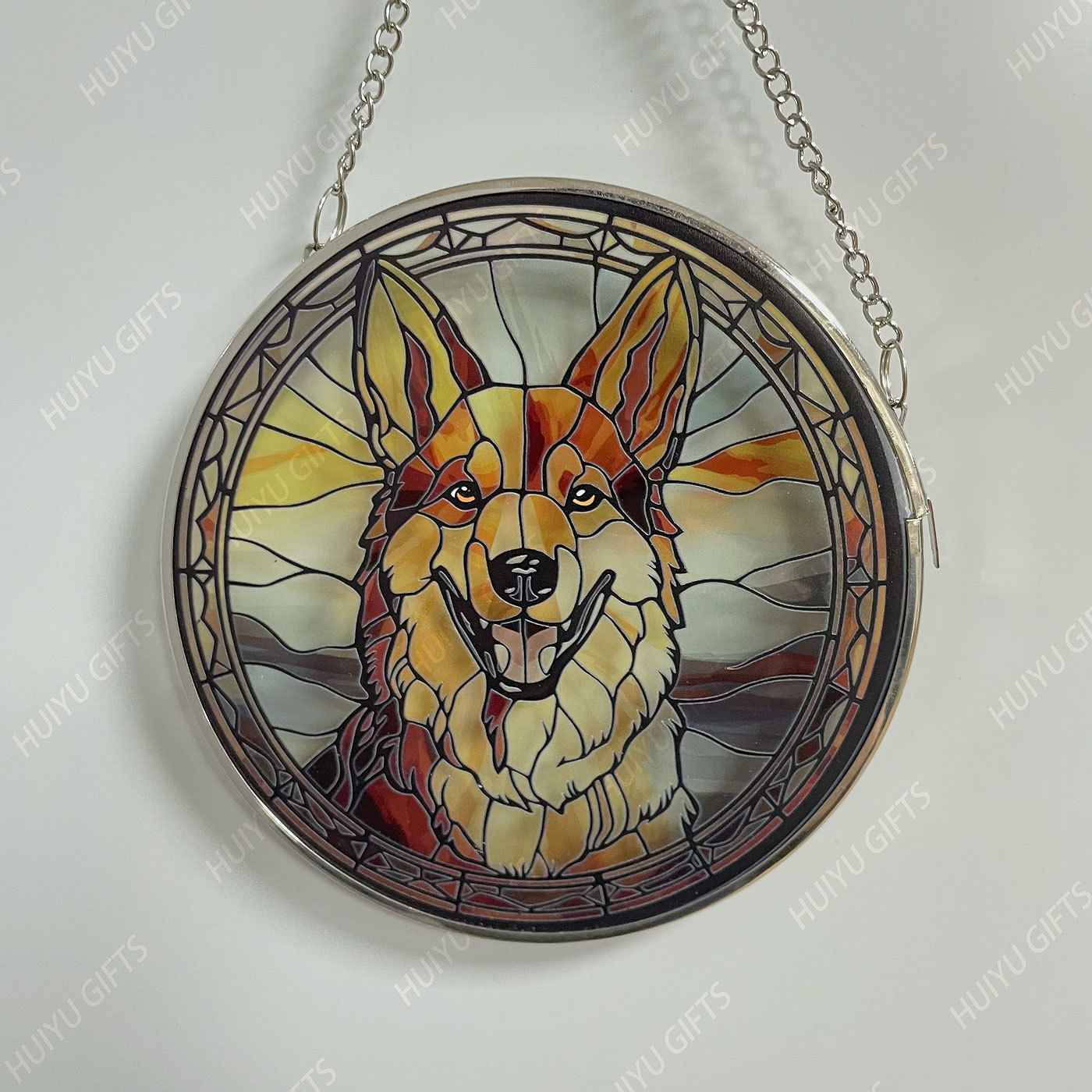 Handpainted Dog Glass Window Hanging