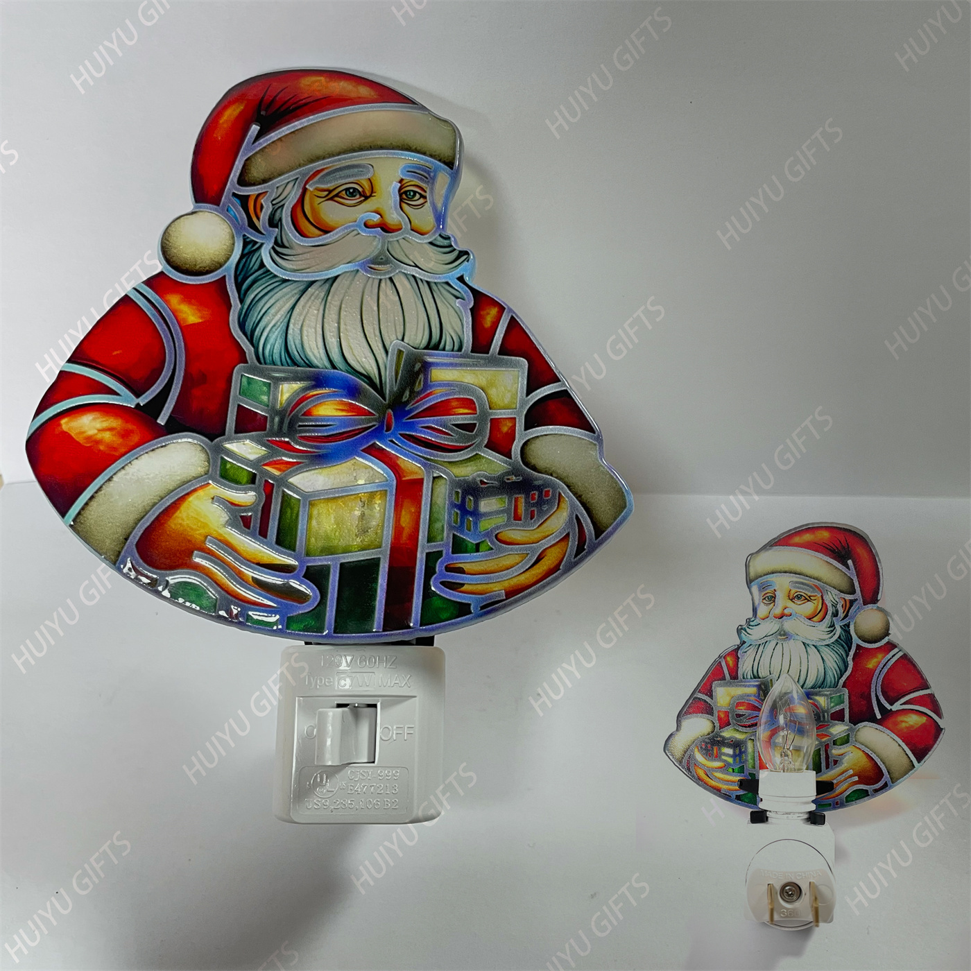 Handpainted Santa Claus Glass Wall Lamp