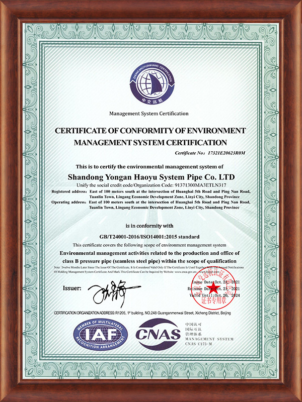 Environmental Management System Certificate