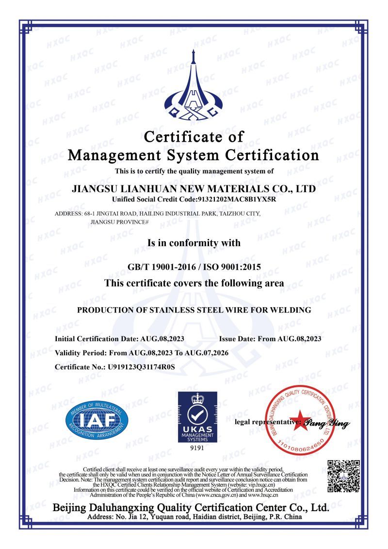 Certificate ofManagement System Certification