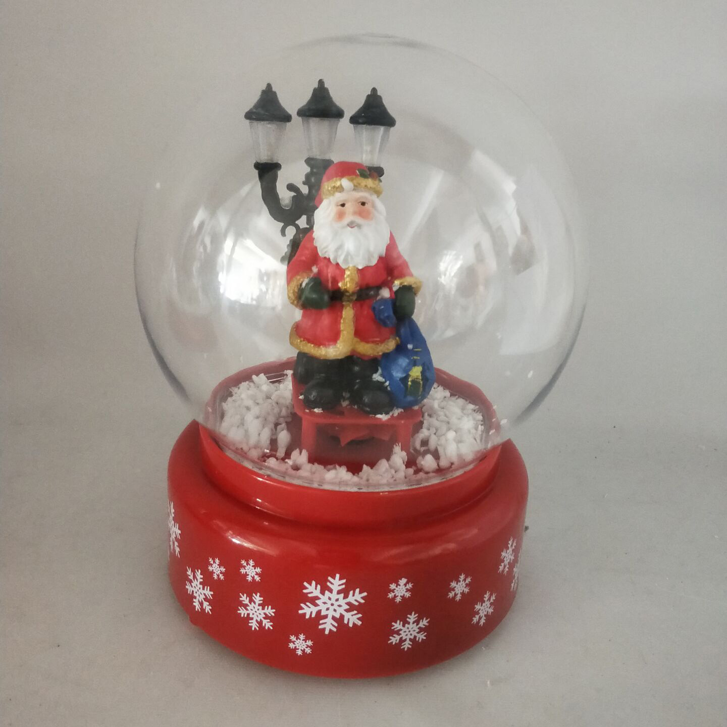 8”red Christmas Musical Snowing Globe，68426P-8N44