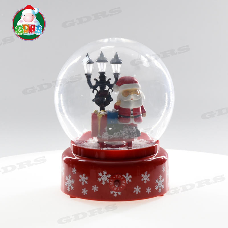 8”red Christmas Musical Snowing Globe，68426P-8N35