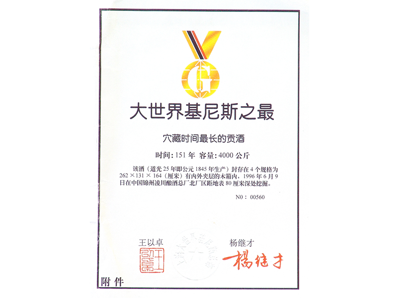 吉尼斯之最證書