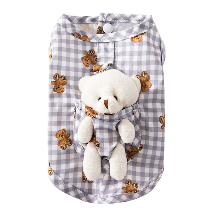 3D Cub Check Tank Top Cat Thin Two legged Small Dog Breathable Strap Two legged Pet Clothes