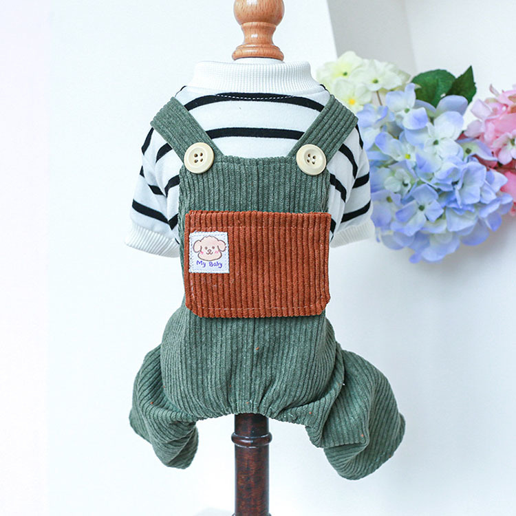 Wholesale Spring Summer New Quadrangle Trousers Corduroy Baby Green Coffee Pocket Strap Pants