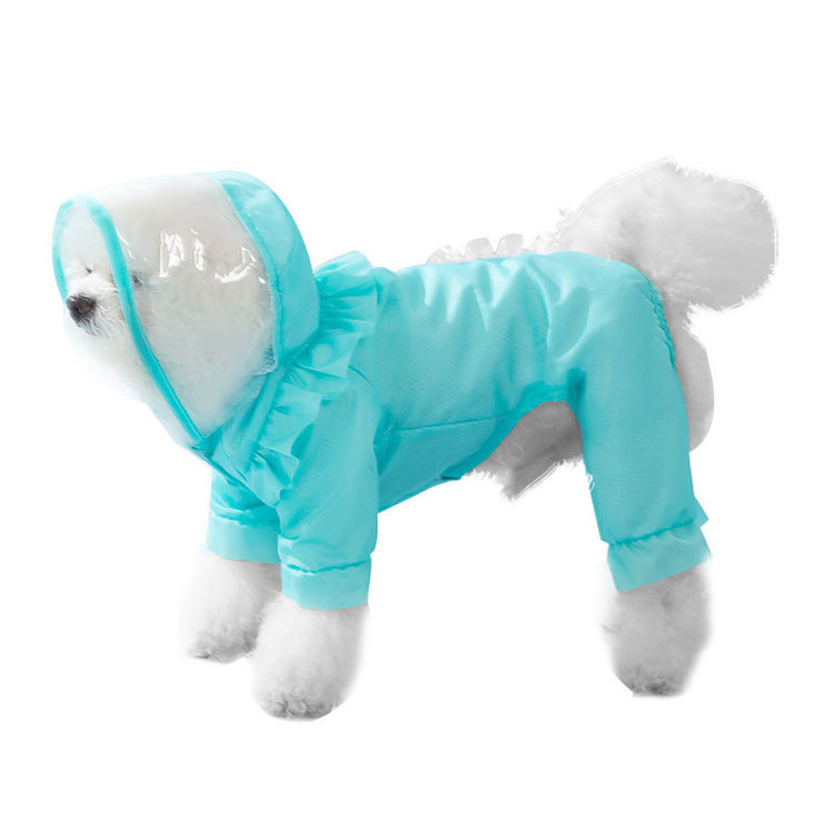Summer Dog Ruffle Edge Love Rainy Day Outdoor Waterproof Four legged All Inclusive Raincoat