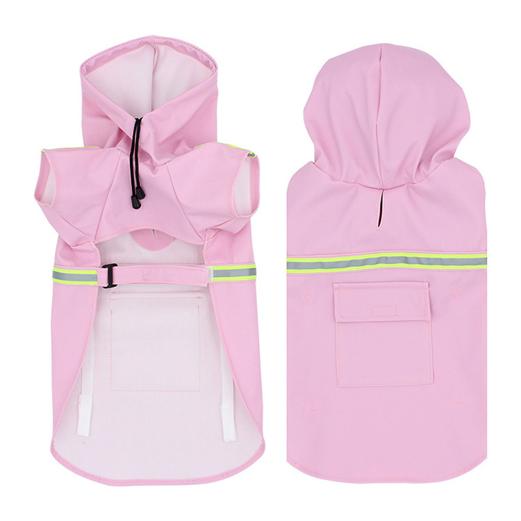 Wholesale latest PU waterproof large dog rain cloak outdoor reflective spot dog rain coat