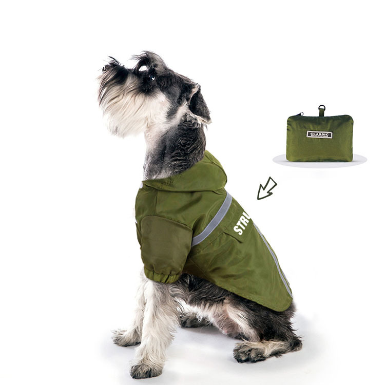 New Pet Raincoat Reflective Hooded Dog Clothes Waterproof Packable Foldable Pet Clothing