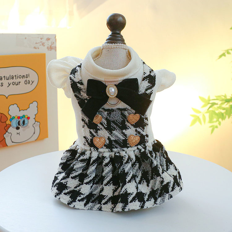 Hot sale Checkered Fragrant Grandma Style Fragrant Autumn Winter pet Dress