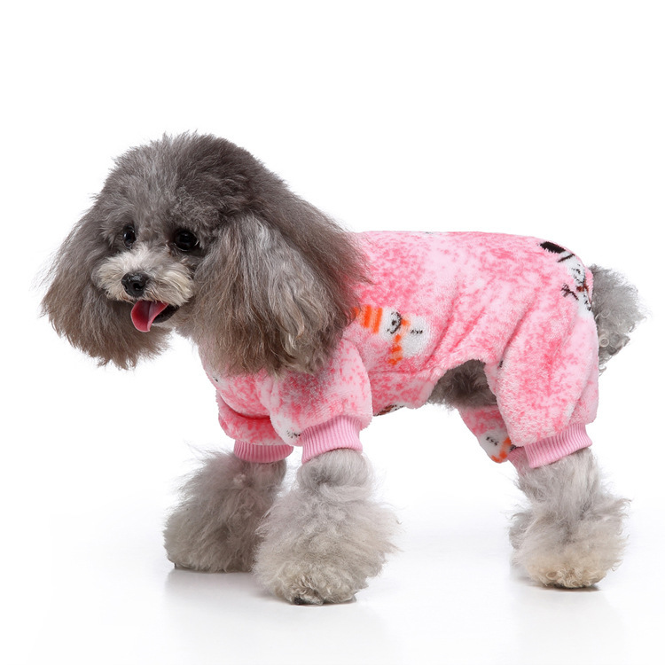 Custom Autumn Four legged Pink Snowman Christmas Pet Dog Fleece Clothes