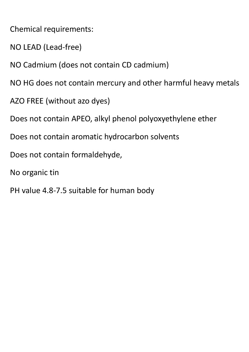 Chemical requirements