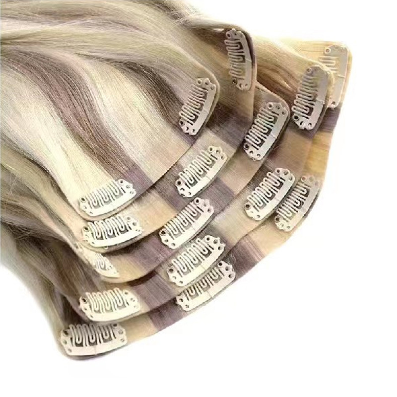 Seamless clip in hair extensions