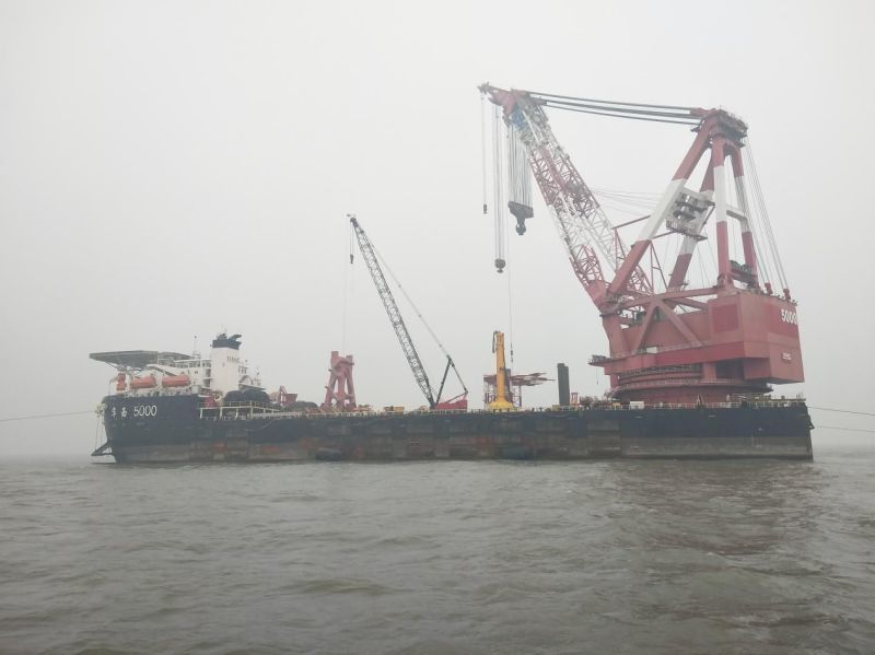 Tangshan Leting Puti Island Offshore Wind Farm 300 MW Demonstration Project Single Wind Power Pile Installation Construction Project