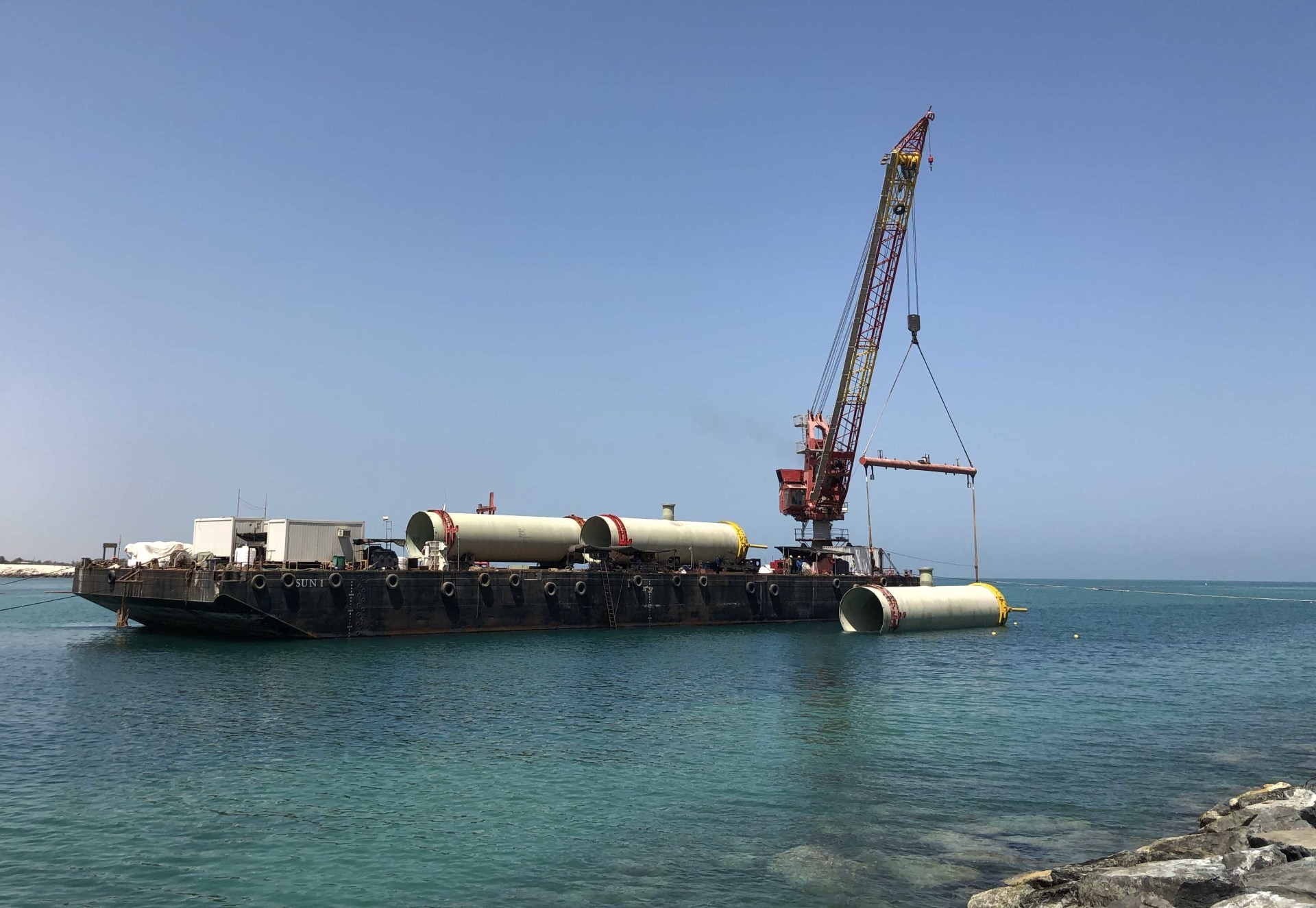 Installation of water intake and drainage pipes for the hassyan power plant project in Dubai