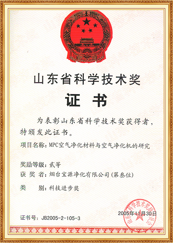 MPC Materials-Second Prize of Science and Technology Progress of Shandong Province